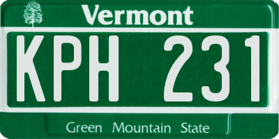 VT license plate KPH231