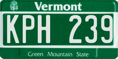 VT license plate KPH239