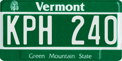 VT license plate KPH240