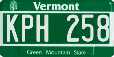 VT license plate KPH258