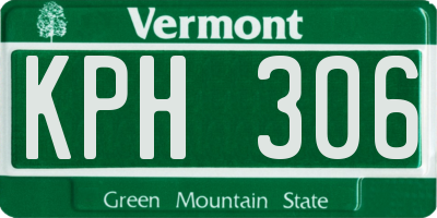 VT license plate KPH306