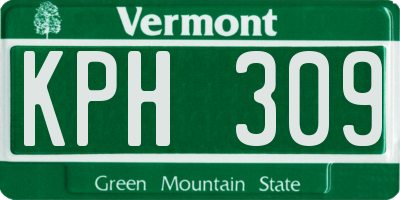 VT license plate KPH309