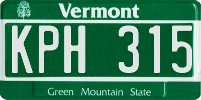 VT license plate KPH315