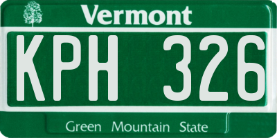 VT license plate KPH326