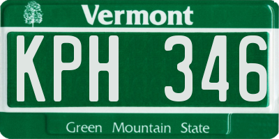 VT license plate KPH346
