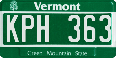 VT license plate KPH363