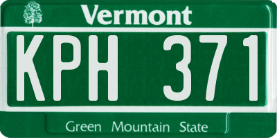 VT license plate KPH371