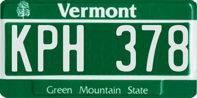 VT license plate KPH378