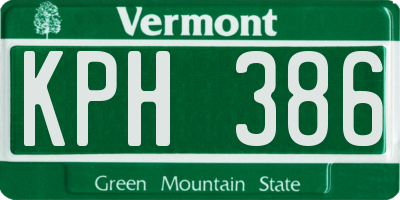 VT license plate KPH386