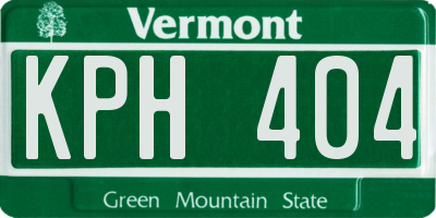 VT license plate KPH404
