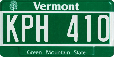 VT license plate KPH410