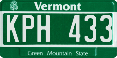 VT license plate KPH433