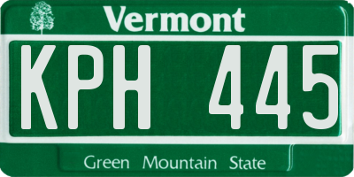 VT license plate KPH445