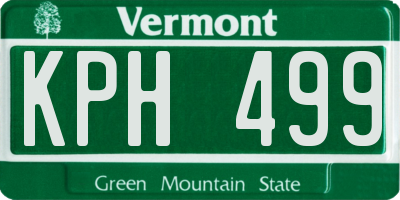 VT license plate KPH499