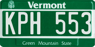 VT license plate KPH553
