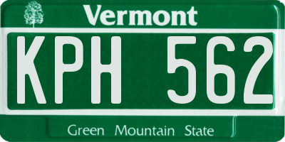 VT license plate KPH562