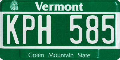VT license plate KPH585