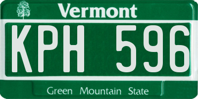 VT license plate KPH596