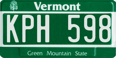 VT license plate KPH598