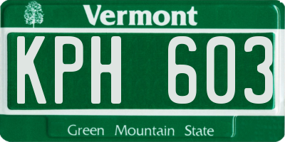 VT license plate KPH603