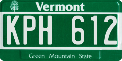 VT license plate KPH612