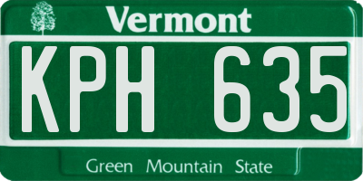 VT license plate KPH635