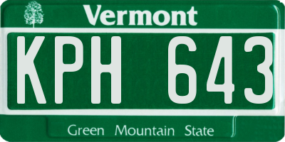 VT license plate KPH643