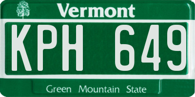 VT license plate KPH649
