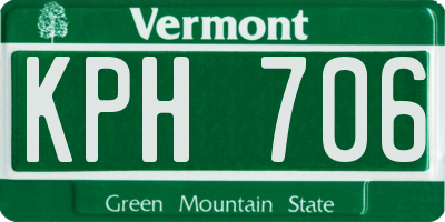 VT license plate KPH706