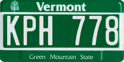 VT license plate KPH778