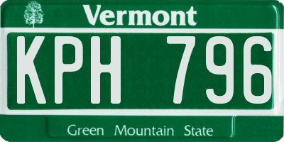 VT license plate KPH796