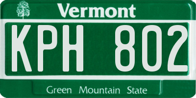 VT license plate KPH802