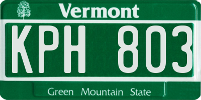 VT license plate KPH803