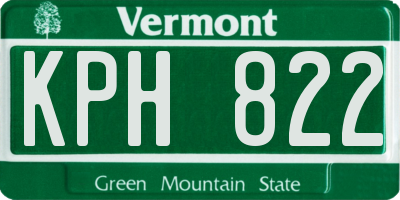 VT license plate KPH822