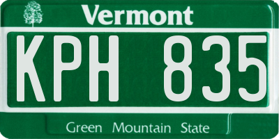 VT license plate KPH835