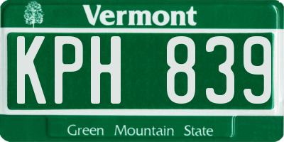 VT license plate KPH839
