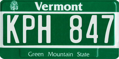 VT license plate KPH847