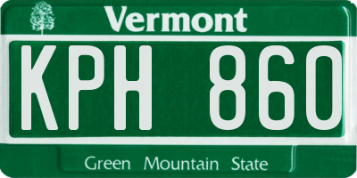 VT license plate KPH860