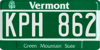 VT license plate KPH862