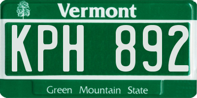 VT license plate KPH892
