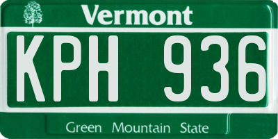 VT license plate KPH936