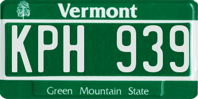 VT license plate KPH939