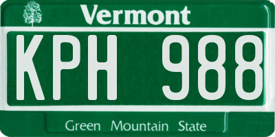 VT license plate KPH988