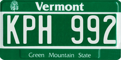 VT license plate KPH992