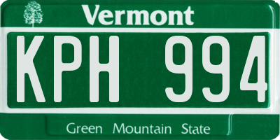VT license plate KPH994