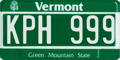 VT license plate KPH999