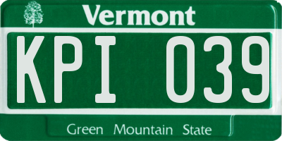 VT license plate KPI039