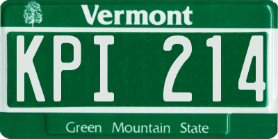 VT license plate KPI214