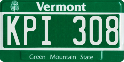 VT license plate KPI308