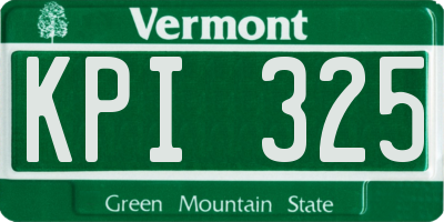 VT license plate KPI325